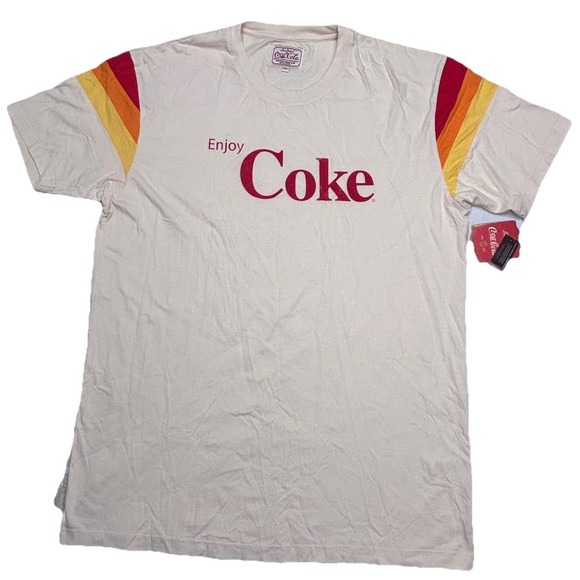 Styled In Simplicity Other - Red Jacket Coca-Cola Retro Enjoy Coke T-Shirt 2XL Cream Striped Sleeves NWT